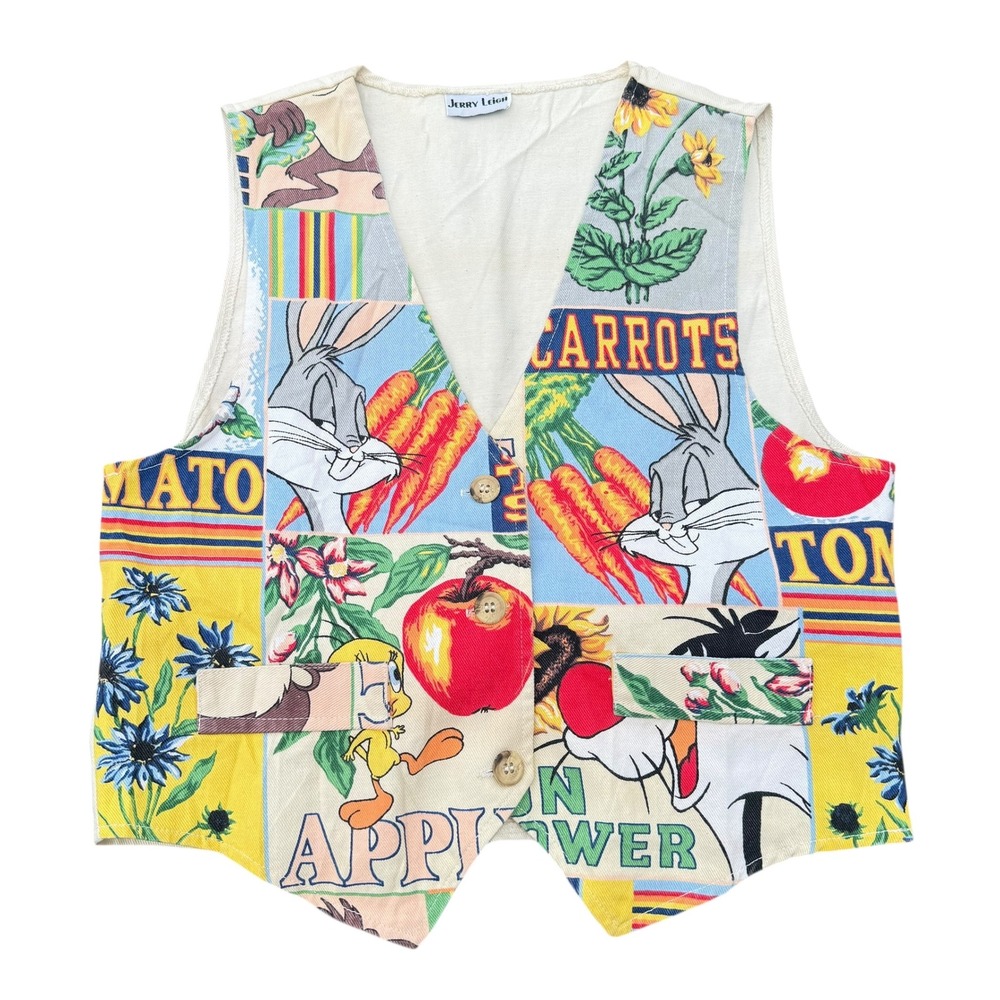 Jerry Leigh Looney Tunes Vest Novelty Print Tie Back Sleeveless Top‎ Vintage